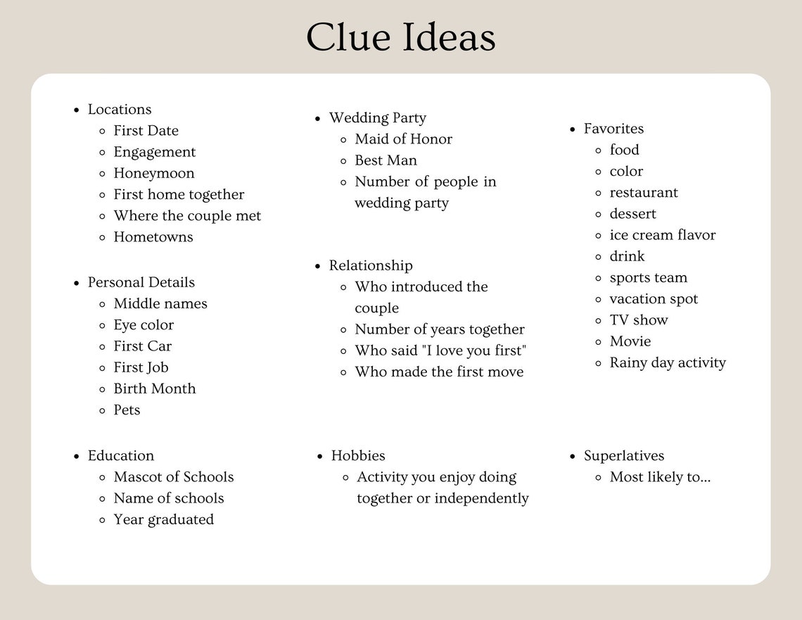 Custom Wedding Crossword Puzzle Cocktail Hour Wedding or Etsy