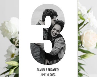 Custom Personalized Photo Picture Table Number for Wedding, Event, Engagement Party, Rehersal Dinner Digital Template