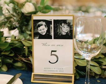 Customizable Personalized Photo Table Numbers Template: Wedding, Anniversary, Birthday, and Graduation Parties