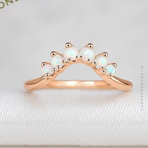 Bague opale naturelle, opale vintage, alliance opale, bague opale or rose, bague opale délicate, bague pierre de naissance octobre, bague assortie