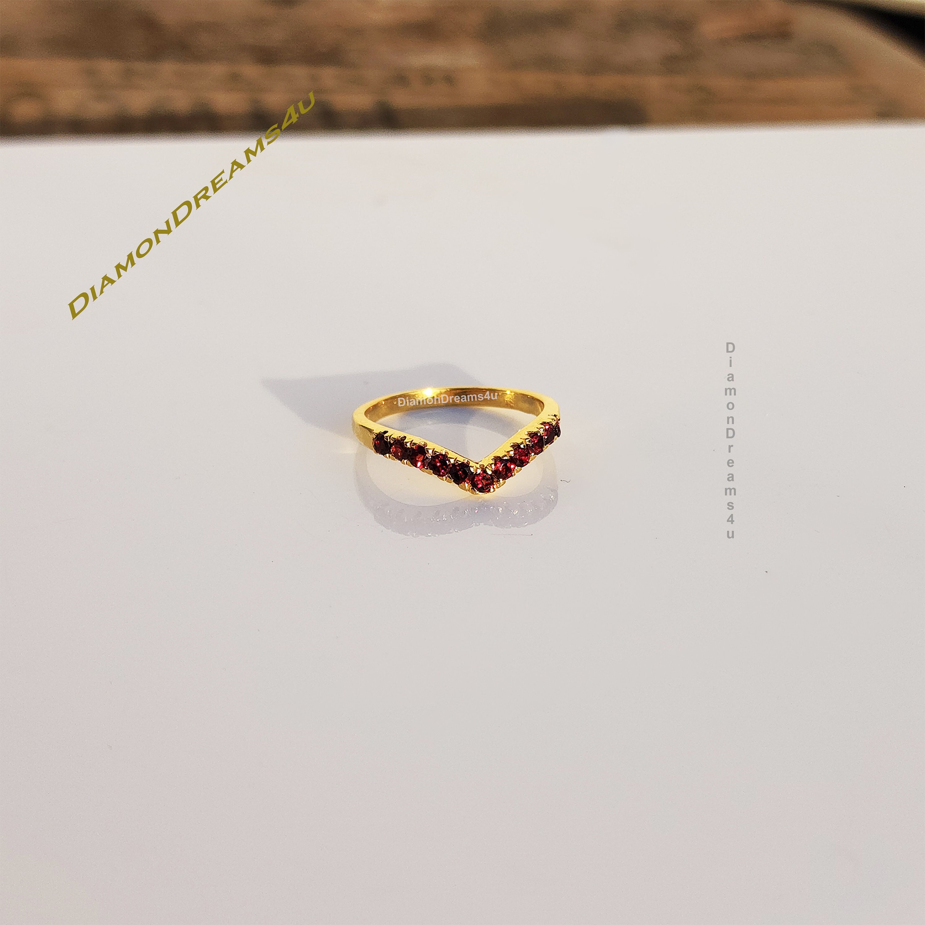 Garnet Curved Wedding Band, Garnet Half Eternity Ring, Stacking Matching Band, January Birthstone, Promise ring, Mothers Day Custom Jewelry