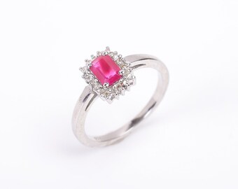 Ruby Half Eternity Band, Ruby Diamond Wedding Band, July Birthstone Stacking Matching Band Engagement Ring, Anniversary Mothers Gift For Her