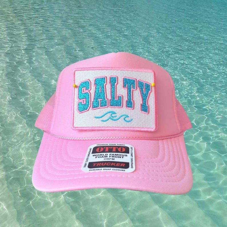 Coastal Trucker Hat, Salty Patch, Beach, Summer cap Pink