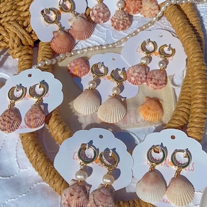 Handmade Seashell Huggie Earrings – Real Shell Beach Jewelry, Dainty Ocean Drop