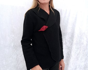 Warm women's blazer jacket in S-XXL made of boiled wool in black, grey, anthracite, pink, red, wine red, light blue, blue, mustard, white - handmade