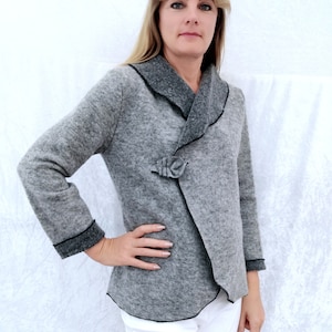 Wool jacket S-XXL grey - ladies blazer made of felted wool in red, pink, black, white, light blue, anthracite - handmade