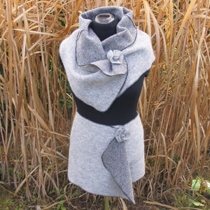 Cacheur, kidney warmer, hip flatterer, hip warmer, hip skirt, wool scarf, decorative scarf, hip scarf, wrap skirt made of fulled wool in many colors Grau