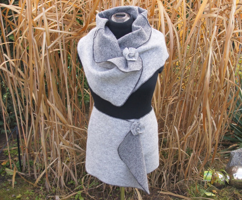Cacheur, kidney warmer, hip flatterer, hip warmer, hip skirt, wool scarf, decorative scarf, hip scarf, wrap skirt made of fulled wool in many colors Grau