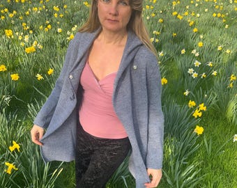 Cappotto di lana - Giacca oversize da donna con cappuccio realizzata in 100% lana - Lana cotta italiana rosa - lana cotta - fatta a mano