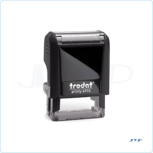 カスタムパーソナライズミニ Trodat 4910 セルフインク式ゴム製長方形署名ロゴメッセージ小型ポイントカードスタンプ、2 行、3/8 インチ x 1-1/32 インチ