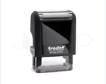 Custom Personalized Mini Trodat 4910 Self-Inking Rubber Rectangle Signature Logo Message Small Loyalty Card Stamp , 2 Lines , 3/8” x 1-1/32”