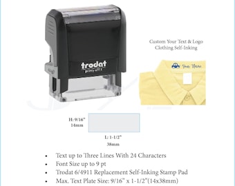 Custom Personalized, Trodat 4911 Waterproof Self-Inking , Kids Clothing Markers Fabric Camp School Uniform Backpack Stamp , Textile Tag Mask