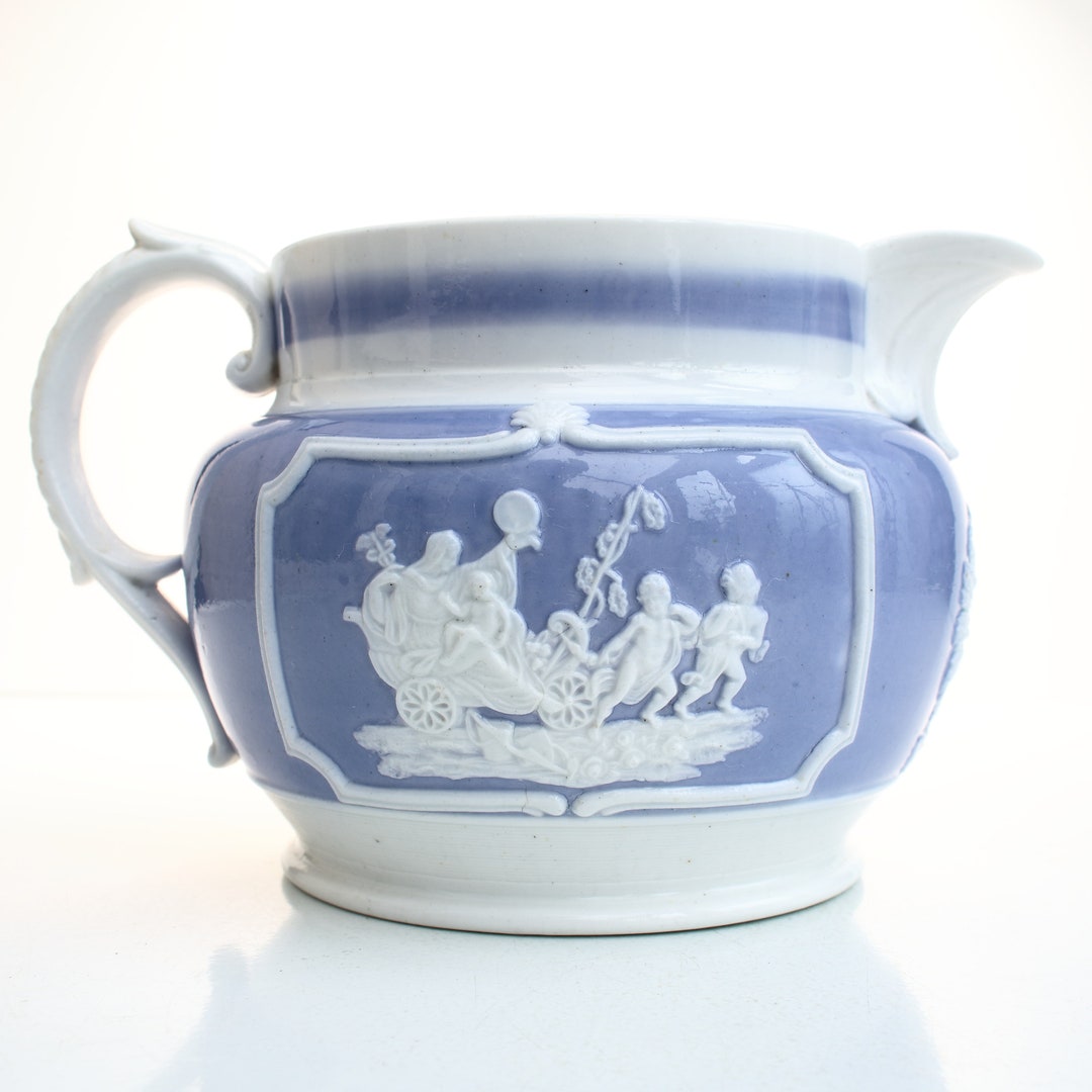 Sprigged Antique Ridgway Sprigged Jug Lilac Ground Classical Chariot Framed ...