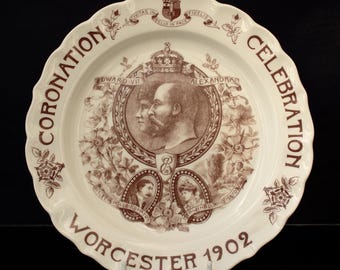 Antiker Royal Worcester Teller 1902 König Edward VII Krönung, England