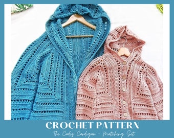 Matching Set Crochet Patterns PDF - Cadiz Cardigan for Kids & Adults | Step-by-Step Photo Tutorials, Make to Measure Tips, Intermediate