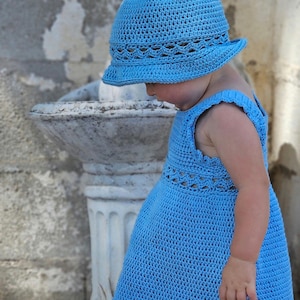 Elegant Crochet Dress and Sunhat Patterns PDF - Sizes 3 months to 12 years - DK Mercerised Cotton - Spiral Design - Beginner Friendly