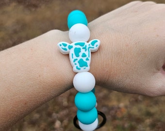 Wristlet Keychain | Cow Wristlet Keychain | Cow Print Silicone Wristlet