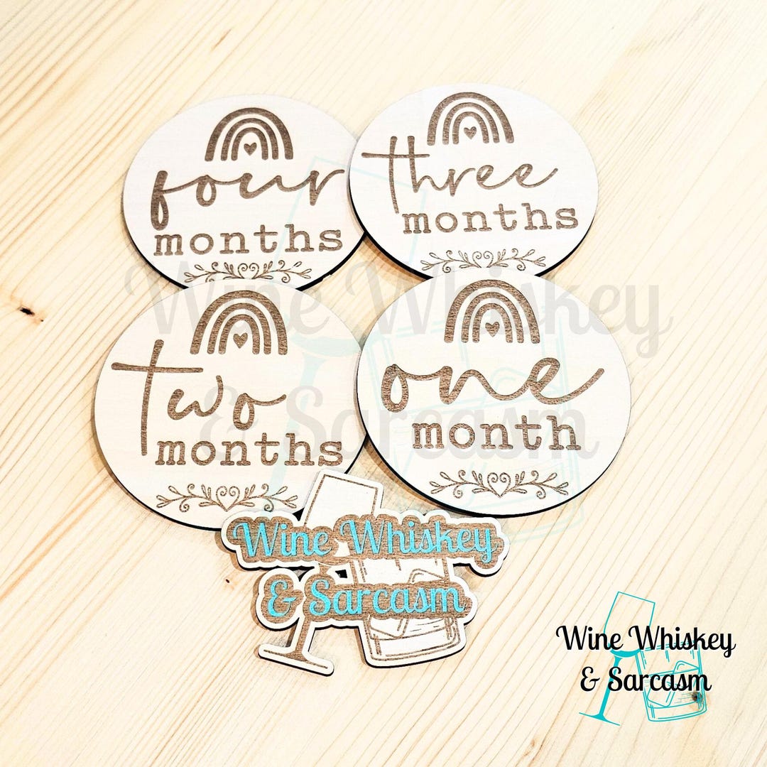 Rainbow Baby Milestone Round Cards - Baby Shower Gift - Laser Engraved ...
