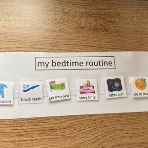 My bedtime routine visual aid with 24 reusable stickers. ideal for young children or those with autism/asd/special needs