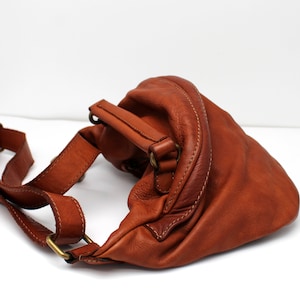 Sling Bag Leather Pouch bag fanny pack in Soft Leather Waist Bag Made in Italy image 9