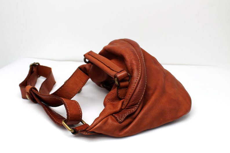 Sling Bag Leather Pouch bag fanny pack in Soft Leather Waist Bag Made in Italy image 9