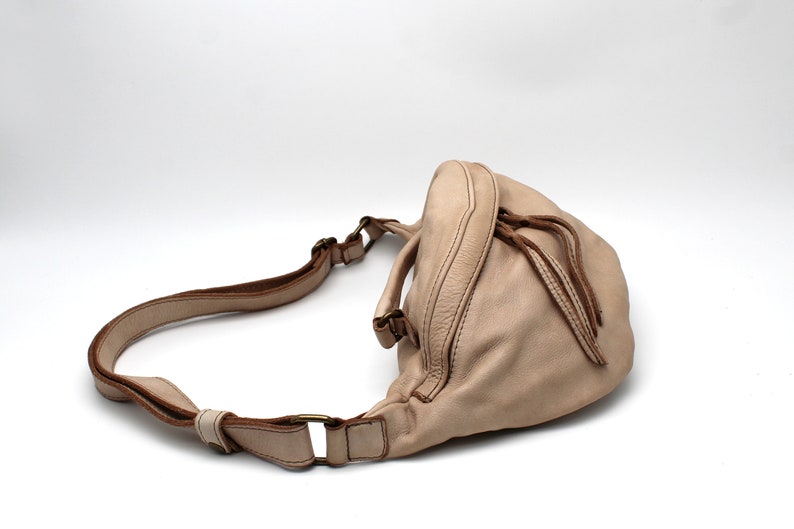 Sling Bag Leather Pouch bag fanny pack in Soft Leather Waist Bag Made in Italy image 7
