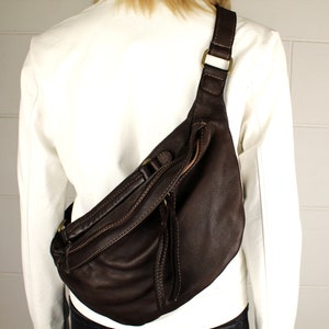 Sling Bag Leather Pouch bag fanny pack in Soft Leather Waist Bag Made in Italy image 4