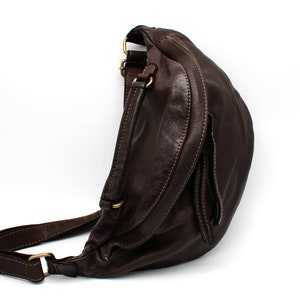Sling Bag Leather Pouch bag fanny pack in Soft Leather Waist Bag Made in Italy image 3