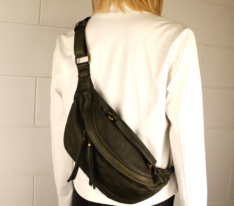 Sling Bag Leather Pouch Bag Fanny Pack in Soft Leather Waist Etsy