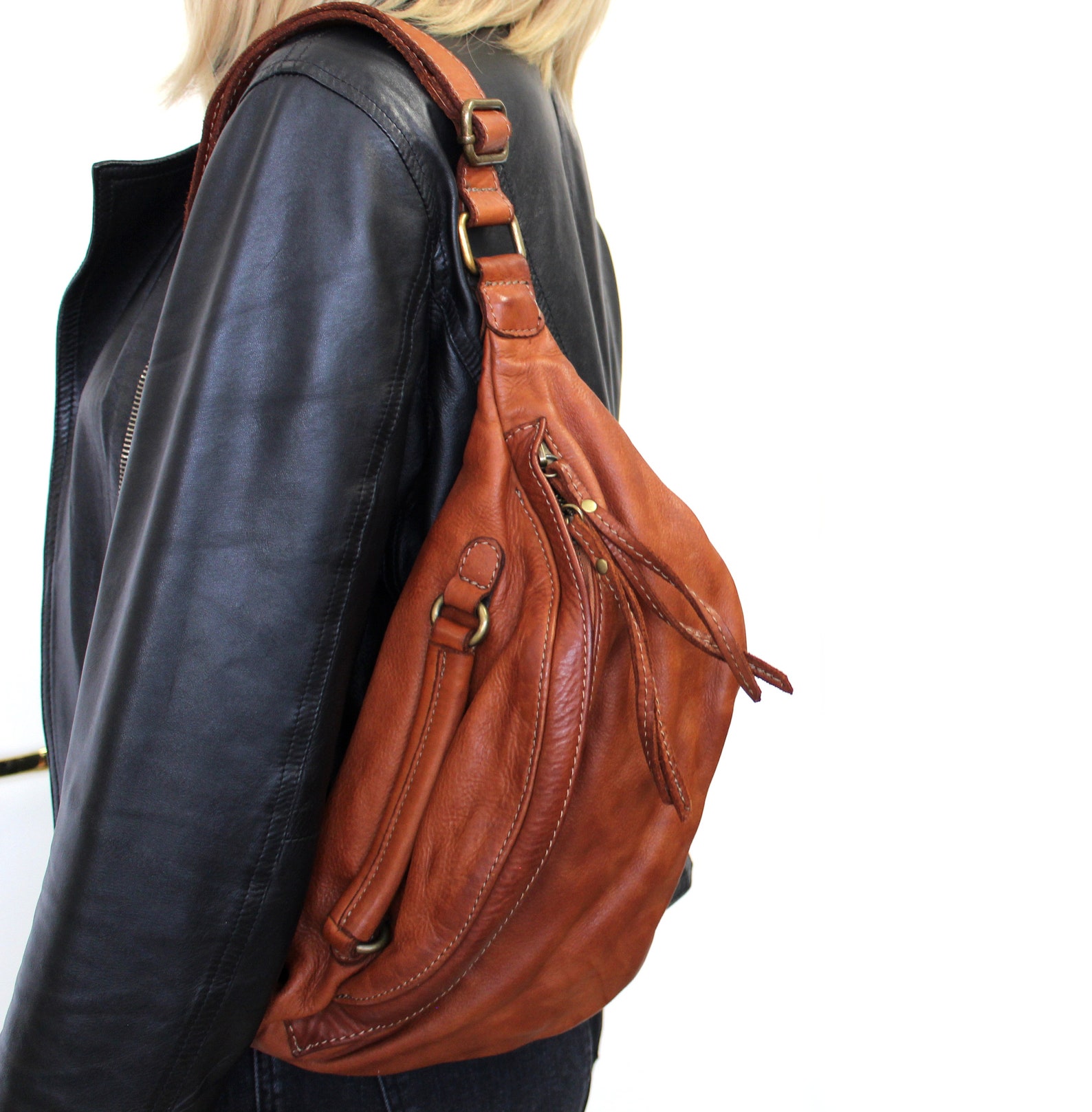 Sling Bag Leather Pouch Bag Fanny Pack in Soft Leather Waist Etsy