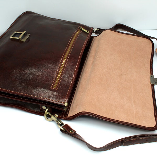 Briefcase in Leather Made in Italy Man Leather Bag