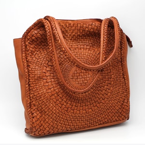 Woven Leather Hobo Bag: Handmade Italian Soft Leather Tote
