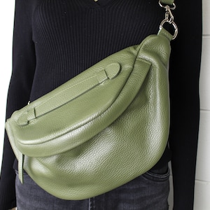 Leather Sling Bag Waist Bag Leather Pouch bag Italy fanny pack in Leather Crossbody