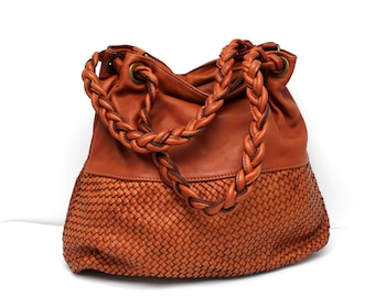 Soft Woven Leather Bag Totes Bag for Women Shoulder Bag