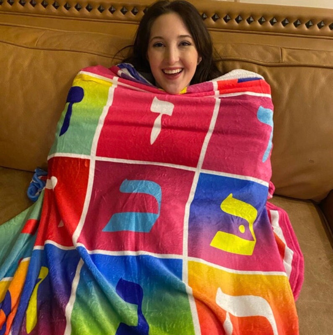 Hebrew Alphabet Blanket Alef Bet Throw Fleece Blanket Etsy