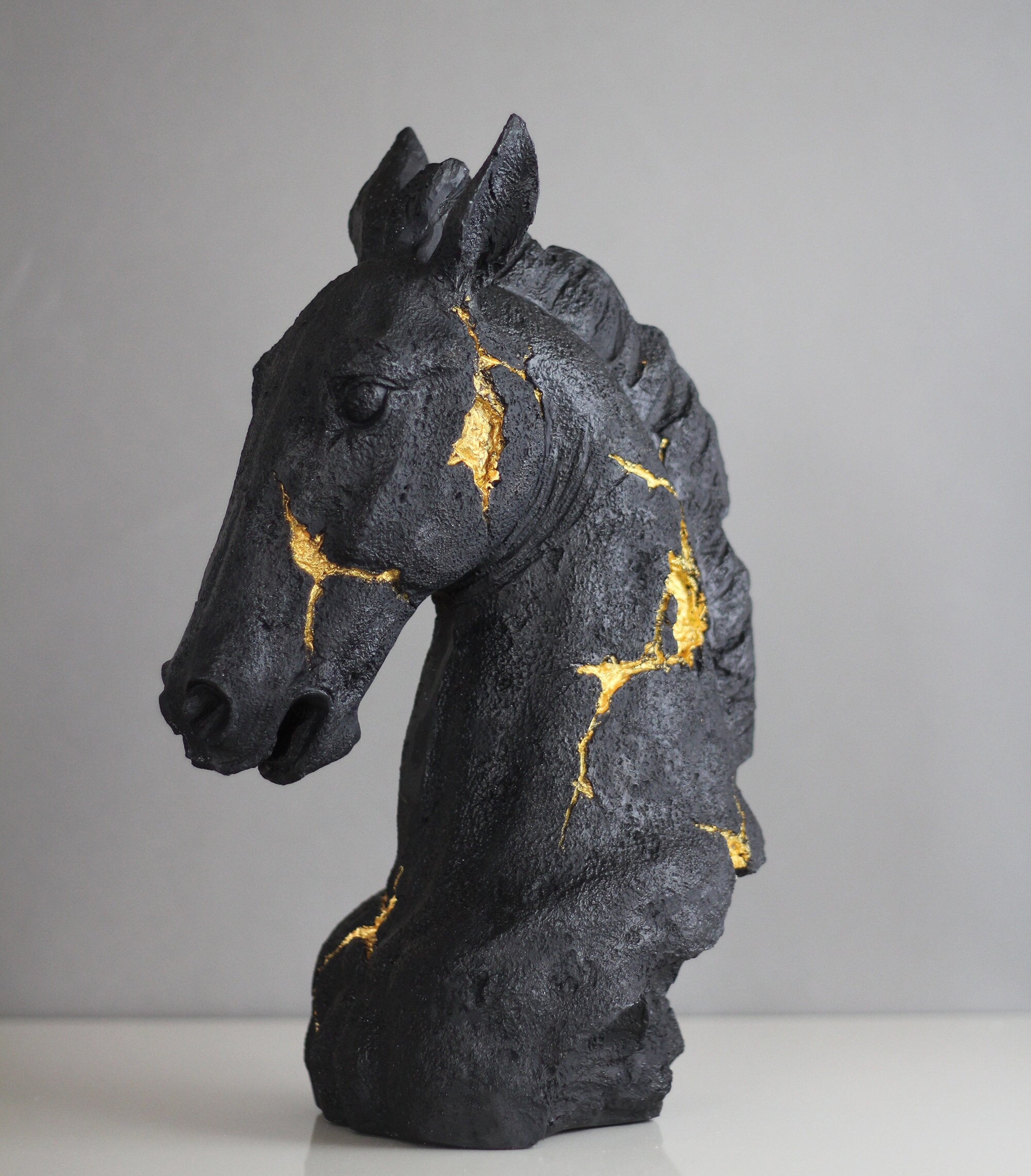 Large Horse Statue Sculpture 15 Inches Black and Gold Horse Etsy Canada