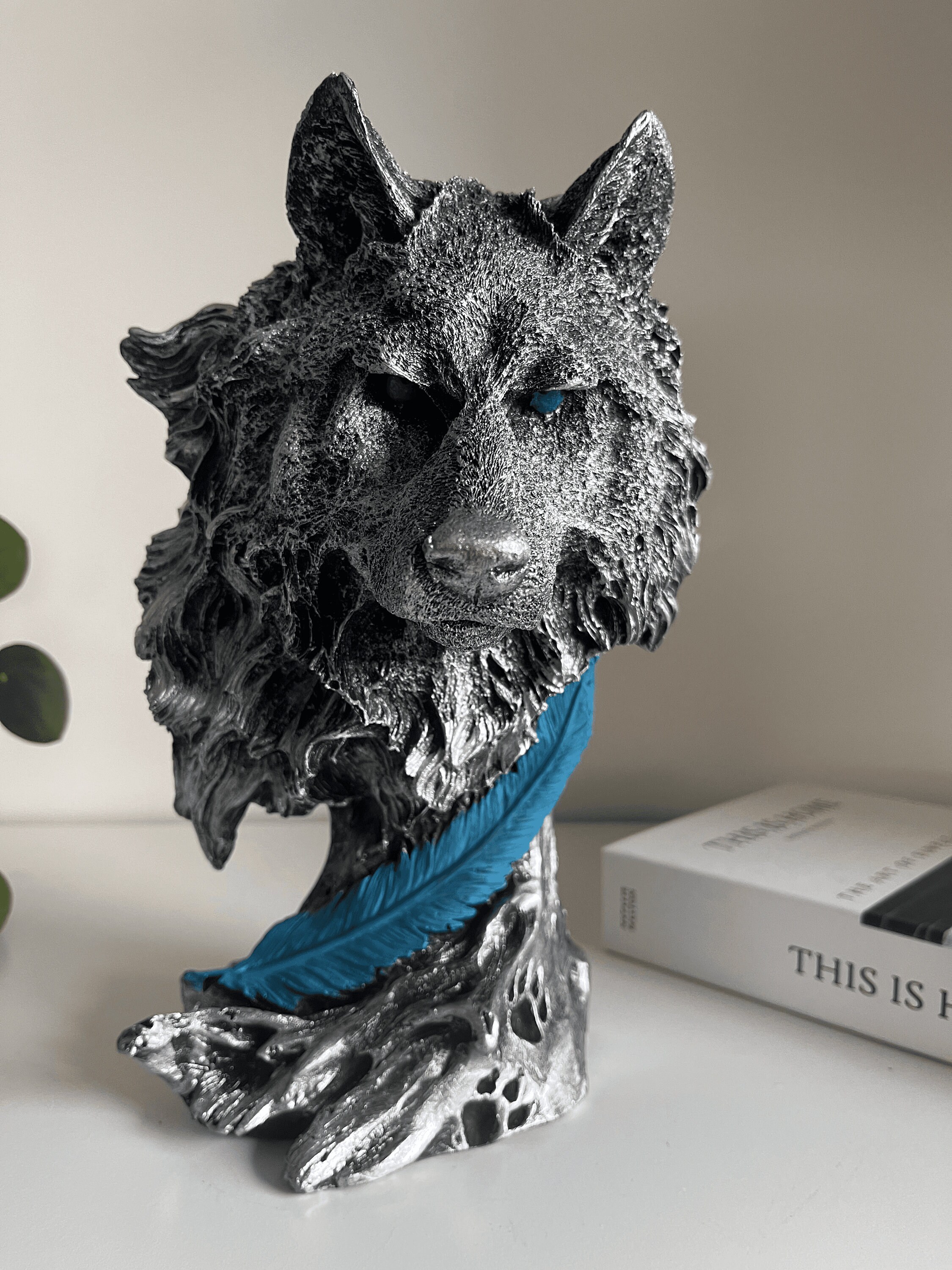 Large Wolf Statue 11 Inches 28 Cm Wolf Head Bust Sculpture Etsy