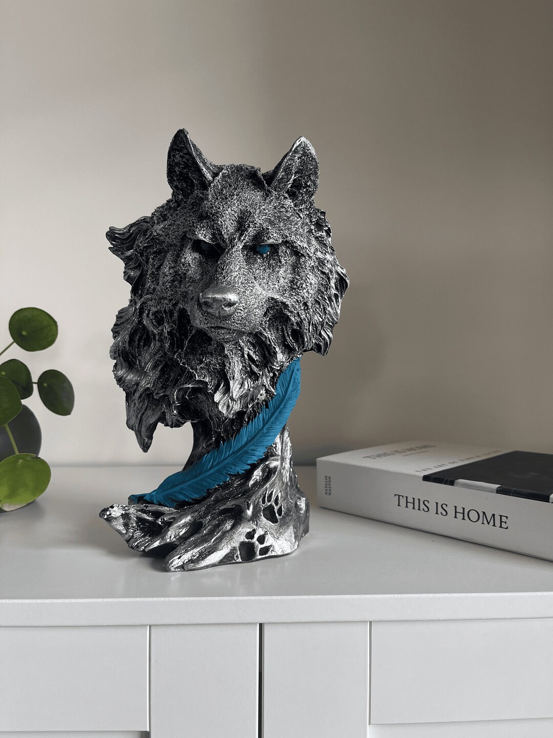 Large Wolf Statue 11 Inches 28 Cm Wolf Head Bust Sculpture Etsy