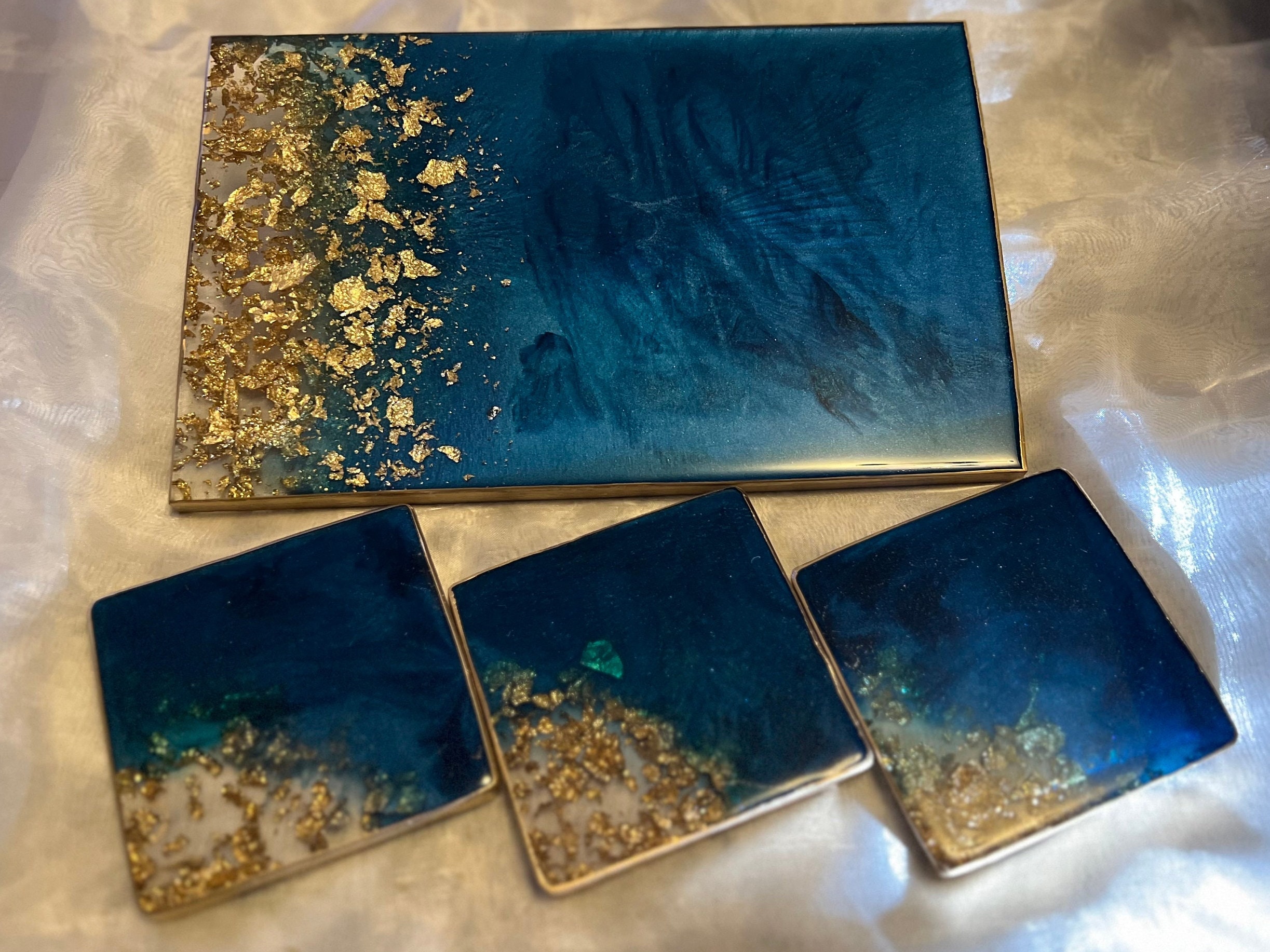 Hexagon Circle Square Glitter Resin Coasters Silver Rose Gold Gold Blue and  More Colors Available Personalized Gifts Gift for Her Epoxy Gift 