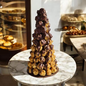 Realistic Profiterole Tower Replica Display Desserts Faux Pastry Chocolate Lovers Gifte Bakery Decoration