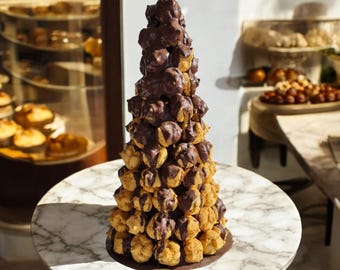 Realistic Profiterole Tower Replica Display Desserts Faux Pastry Chocolate Lovers Gifte Bakery Decoration
