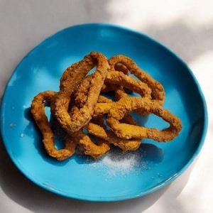 Fake Fried Calamari Fish Set of 6 with Lemon Slice for Restaurant Display ,Artificial Seafood for Kitchen Decoration