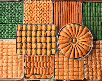Realistic Fake Baklava Replica  in Tray Faux Decorative Dessert for Displays, Kitchen Decor, and Food Photography