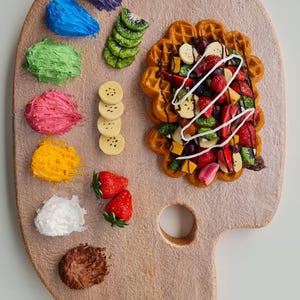 Realistic Fake Waffle & Fake Fruit Ice Cream for Cafe Decoration and Bakery Display, 54x36 cm