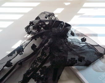 Black Lace Bow Hair Clip: Oversized Statement Grab Clip
