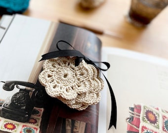 Crocheted Flower Coasters (Set of 4): 100% Cotton Kitchen Decor