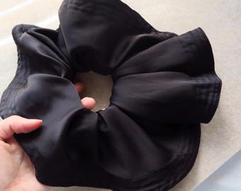 Oversized Black Satin Scrunchie: XXL Hair Tie, Bachelorette Gift
