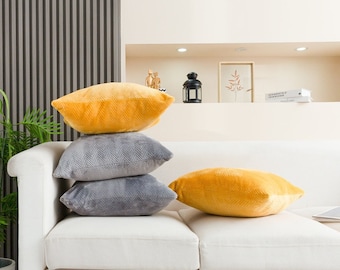 Wavy Flannel Cushion Covers (50cm, Set of 2): Modern Home Decor