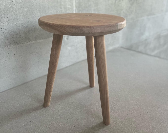 Featured listing image: The Walden Stool - minimalist three-legged wooden stool, handmade from solid wood, for sitting or as a side table for decoration