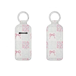 Porte-clés porte-baumes à lèvres patchwork, support pour baume à lèvres rose à pois, accessoire en néoprène